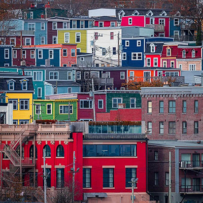 Colorful row houses in St. John's, Newfoundland